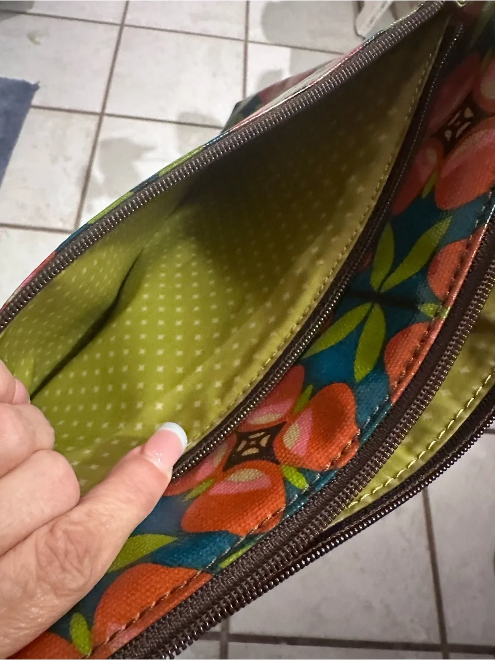 Fossil Floral Zip Pouch or Tablet Case in Blue, Pink & Green